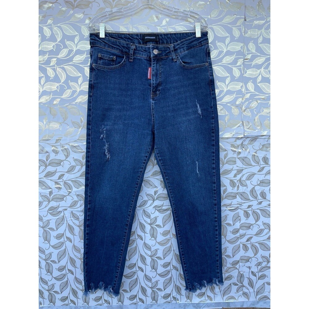 DSQUARED2 Cool Guy Distressed Jeans Sz 32 Frayed Hem Italian Designer Grunge